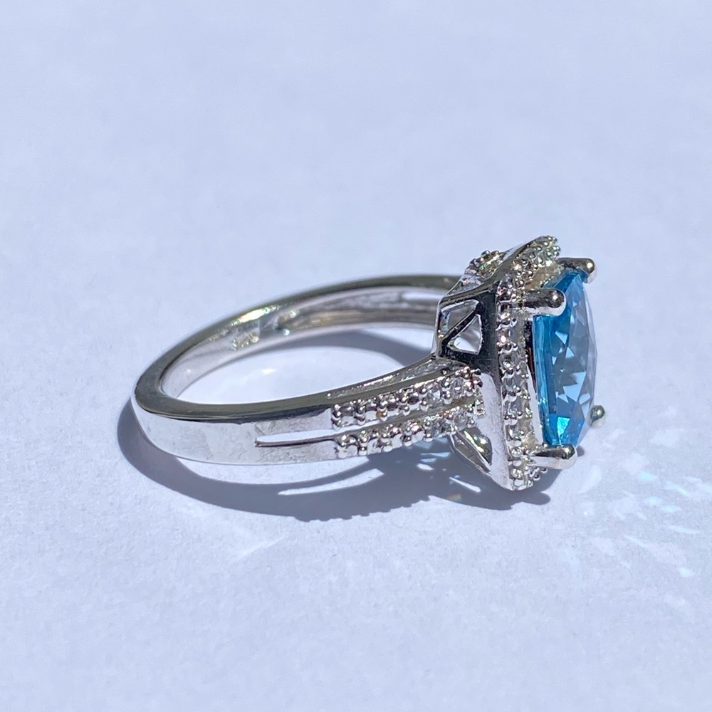 925 Blue topaz & Diamond ring💎 - Picture 5 of 17